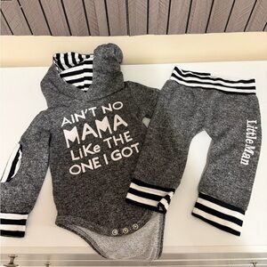 Gray Baby Outfit with Stripes